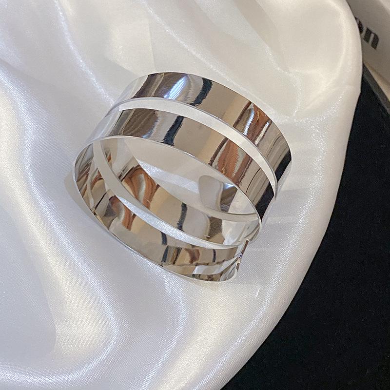 Minimalist Double-Layer Hollow Armlet: European & American Style, Exaggerated & Fashionable High-End Bracelet