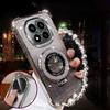 Glitter Magnetic Holder Bracket Case For Xiaomi Redmi Note 14 15 Pro Plus 15 15C 14C 14S 4G 5G Crystal Bracelet Silicone Cover