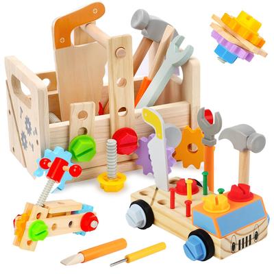 Jecimco Tischlerspielzeug aus Holz, Lernspielzeug, DIY-Montagespielzeug-Set für Jungen und Mädchen, Werkzeugset, Spielen, Rollenspiel, Tischler, Kinder