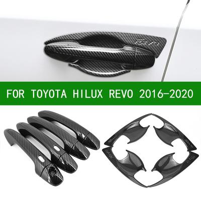 Black Carbon Fibre Car Side Door Handle Bowl Cover Trim For TOYOTA HILUX REVO Rogue Rocco Invincible 2016 2017