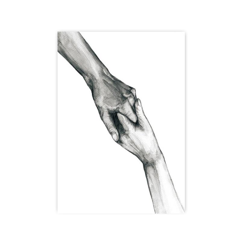 Schwarz-weißes romantisches Hand-in-Hand-Poster, Druck, Leinwandgemälde, moderne Liebeszitate, Wandkunst, Bild für Paare, Verliebte, Raumdekoration