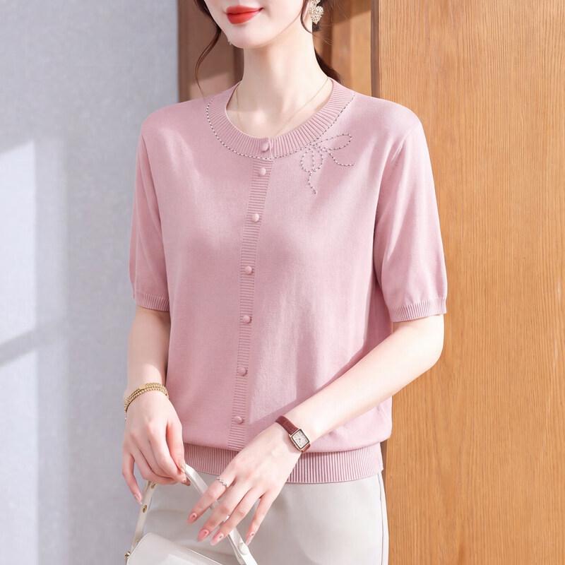 Xuexi Women s Summer Ice Silk Knit Top L