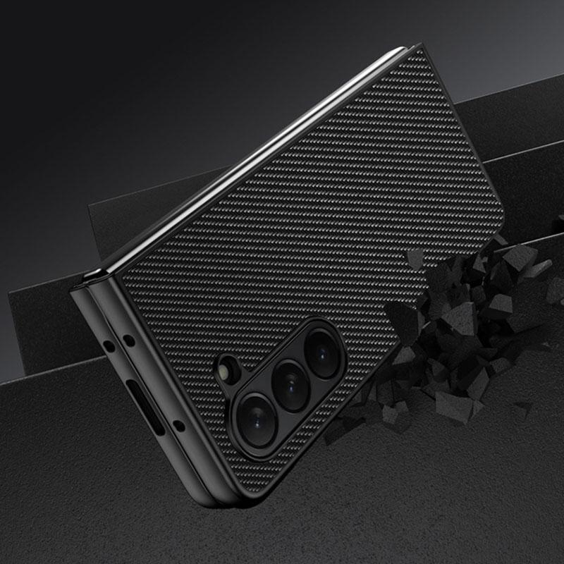 For Samsung Galaxy Z Fold6 5G Case Carbon Fiber Texture PU+PC Phone Cover