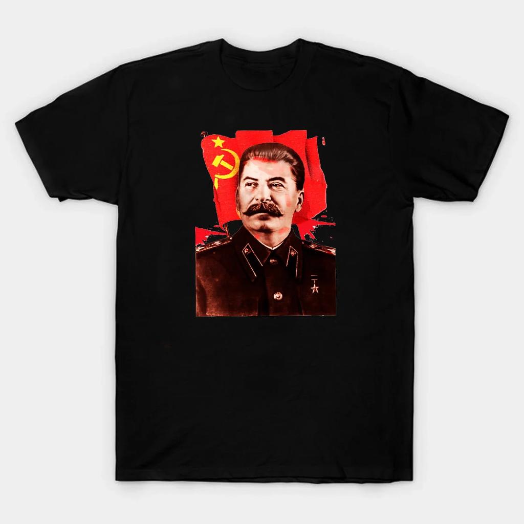 Hot Sale Joseph Stalin Communist Propaganda Poster TShirt 100 Cotton ONeck Summer Short Sleeve Casual Mens Tshirt Size S3XL