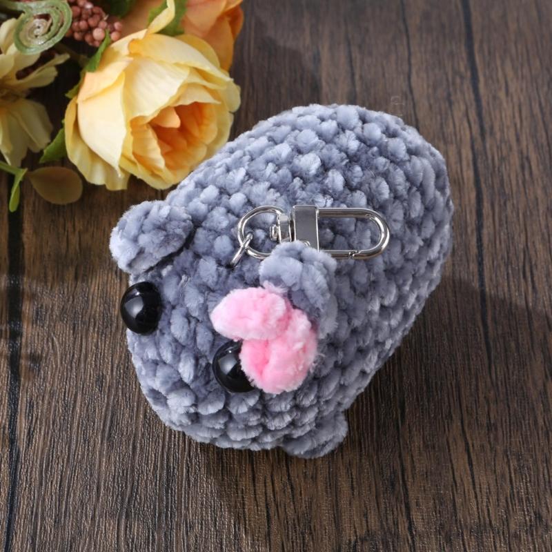 Mouse/Hamster Yarn Charm Keyring Soft Knitted Keychain Handmade Crochet Key Chain Colorful Bag Pendant for Women Girls