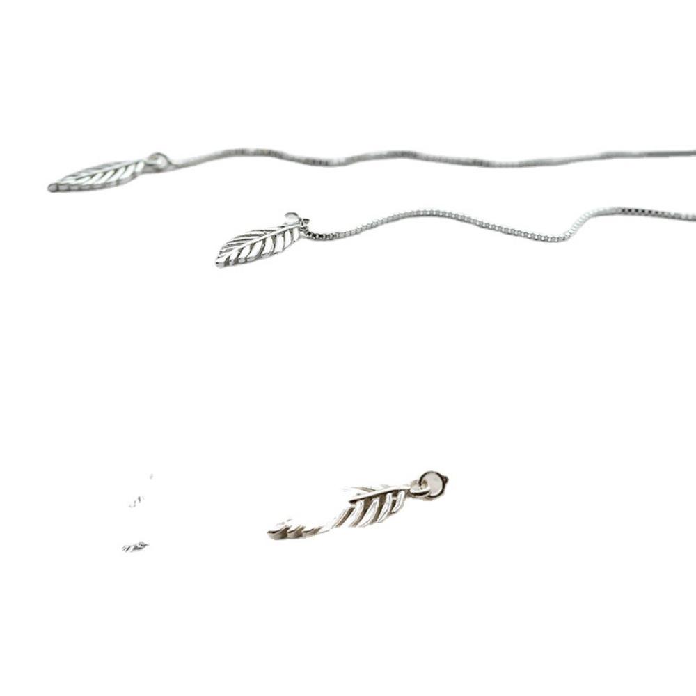 Leaf Dangle Earrings Elegant Long Drop Silver Wire Fringe Leaf Pendant Earrings for Women