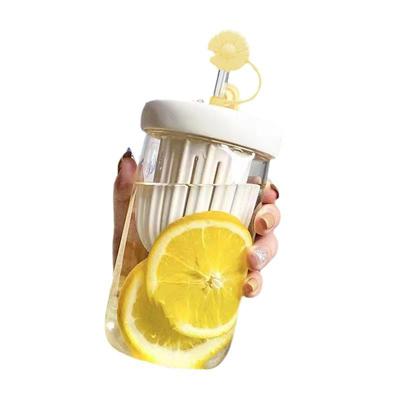 Lemon Cold Brew Cup Glass Tea Cup Cold Water Cup Summer Portable Tea Separation Cup Girls High Value Straw Cup