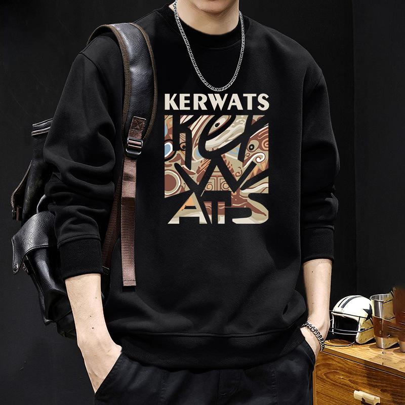 Men's American-Style Round Neck Sweatshirt, Loose Fit, Heavyweight Long Sleeve for Spring and Autumn, Trendy High-Quality Jacket