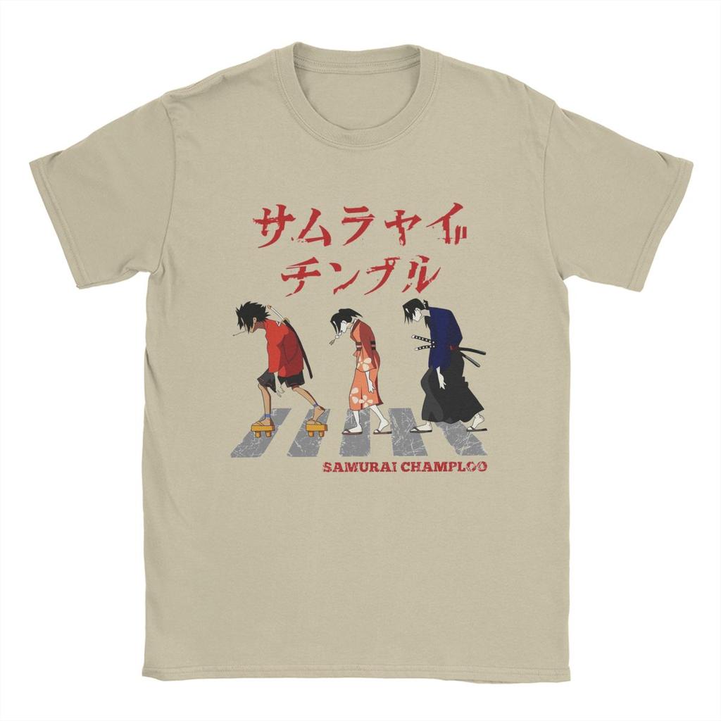 Samurai Champloo Walking Fuu Mugen Jin T Shirts Men Pure Cotton Funny T-Shirts Round Neck Tees Short Sleeve Clothes Printed