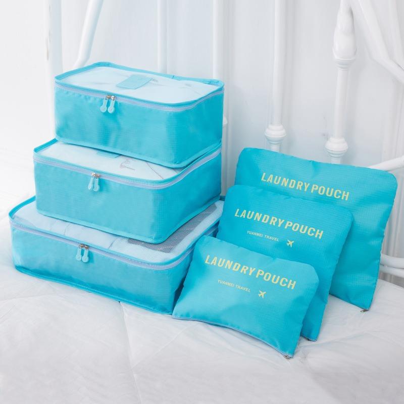 Travel Organizer Cubes 6-Piece with 4 Compartments, Luggage Packing Cubes for Underwear, Socks, Clothes, Suitcase Storage Bags
