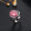 Silver Rings Large Natural 10x14MM Black Agate Ring for Women Men Silver Party Jewelry Tiger Eye Turquoise Lapis