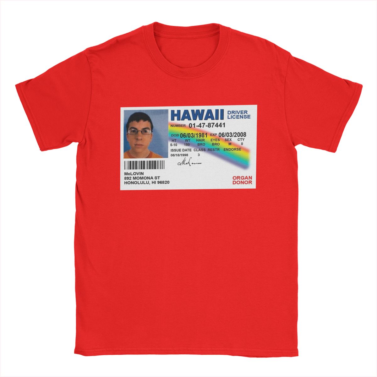 

Men s T-Shirt Mclovin ID Superbad Vintage 100% Cotton Tees Short Sleeve T Shirt Crew Neck Tops Summer 3XL