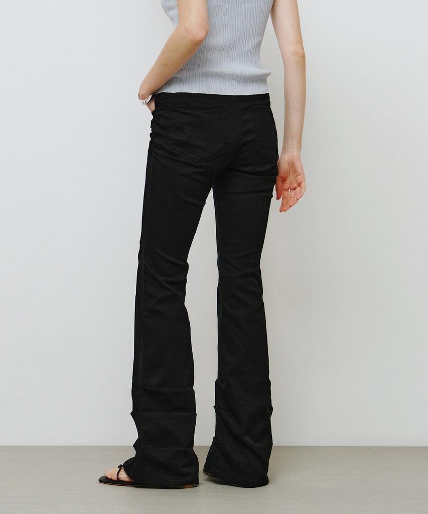MONGDOL Side Shirred Low-Rise Bootcut Pants Black Mdpt075Black