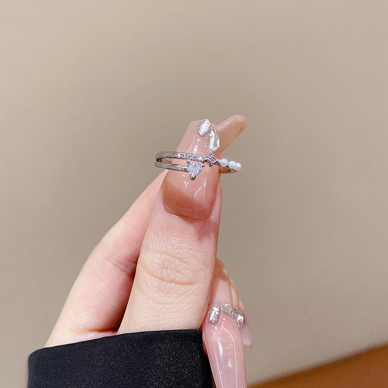 European and American Ins Style Open Ring Women's High-end Pearl Index Finger Ring Niche Design Hand Jewelry Wholesale