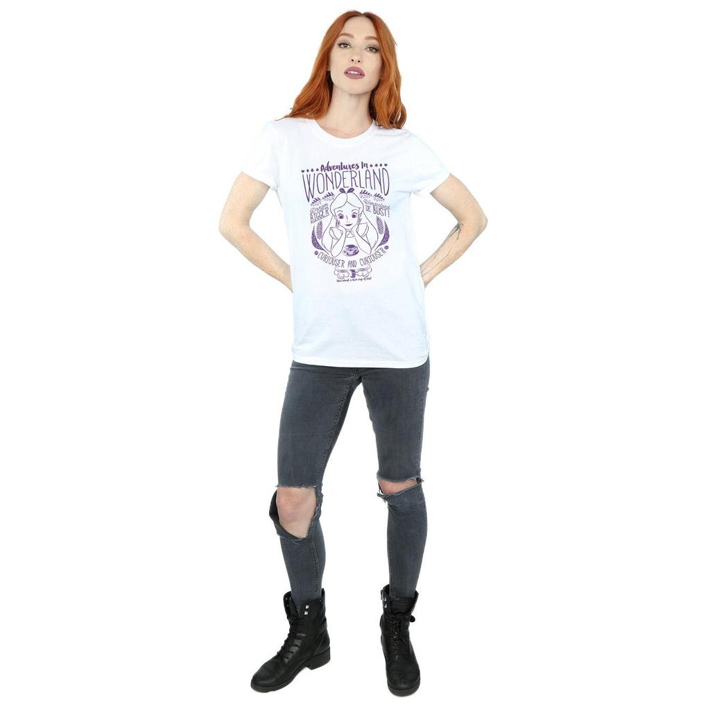Disney Womens/Ladies Alice In Wonderland Adventures In Wonderland Cotton Boyfriend T-Shirt