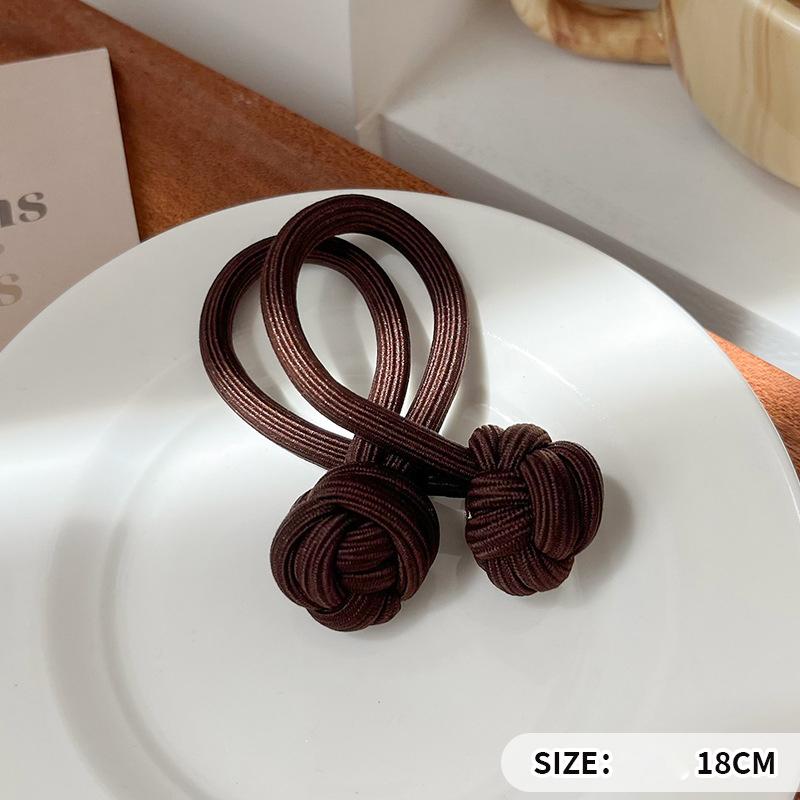 New Women Coffee Color Chinese Knot Hairband Hair Accessories Ponytail Elastic Hair Ties for Girls Hair Rope