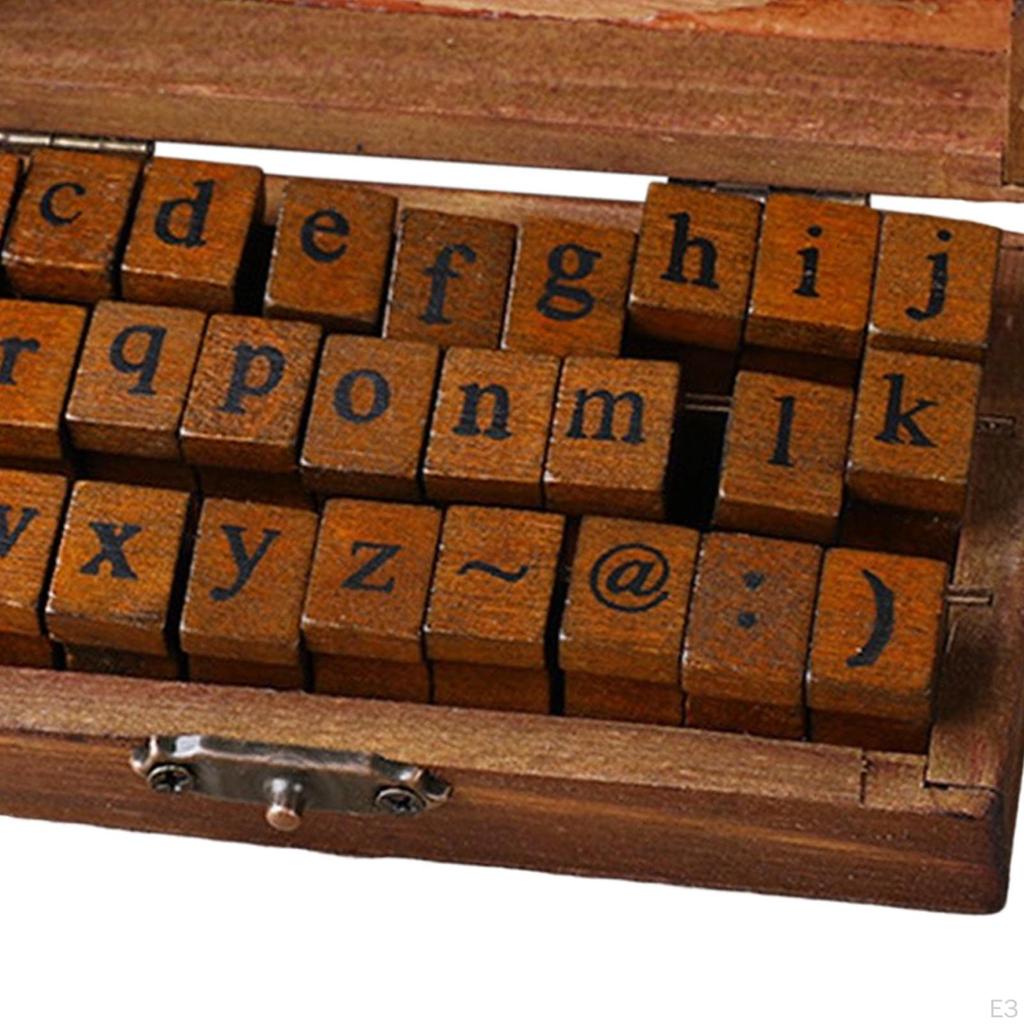 Rustic Wooden Rubber Stamps Alphabet Letter Card Kids Painting Symbol for Diary, Scrapbook, Writing,