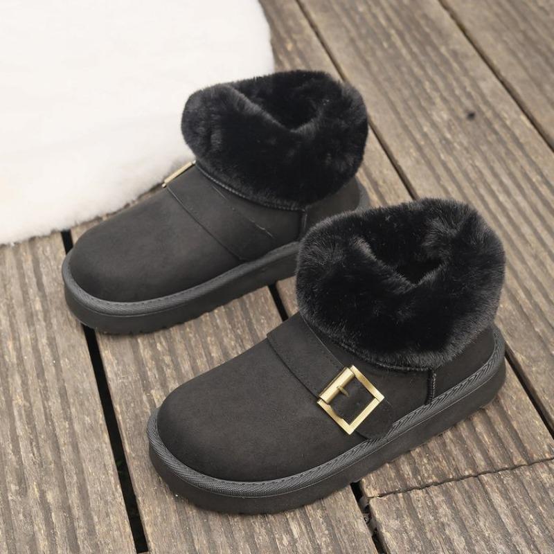 Large Size Low Tube Snow Boots for Women's Autumn and Winter New Turning Hair and Piling Thickened Warm Cotton Shoes for Women