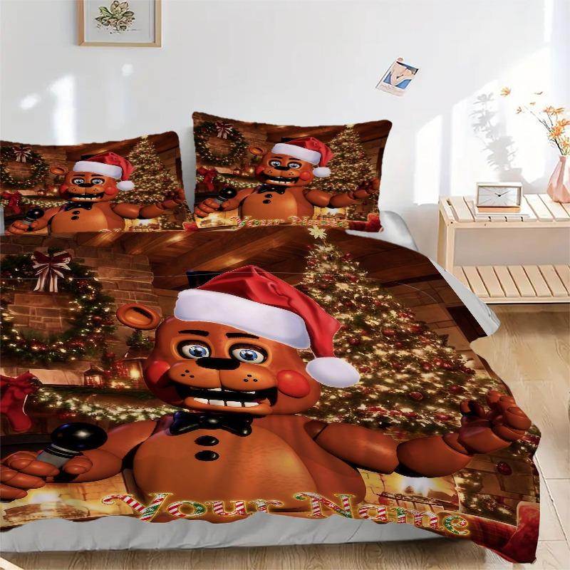 Custom 3Pcs Christmas Freddy'S Party Bedding Sets For All Sizes New 3D Printed Bed Cover Comforter Duvet Cover Pillowcase Bedroom Decoration