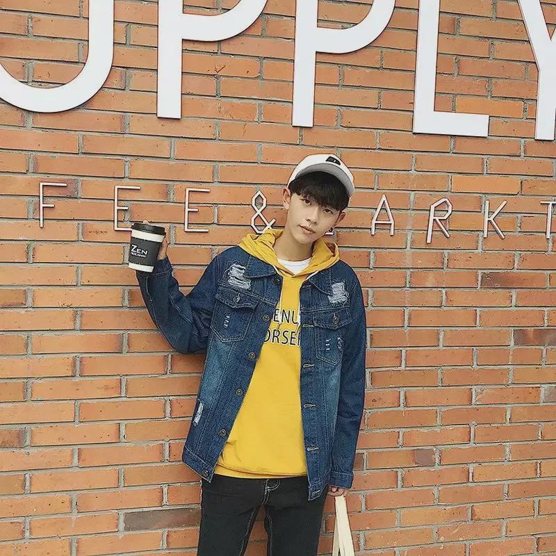 Men's Slim Casual Denim Jacket - Hongxinjie Trendy Spring/Autumn Student Style