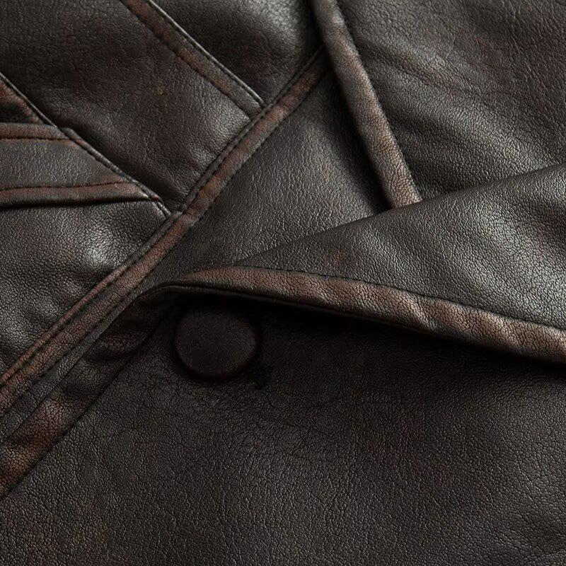 European & American Women's Casual Lapel Leather Jacket Coat - Fashionable Cross-Border Style