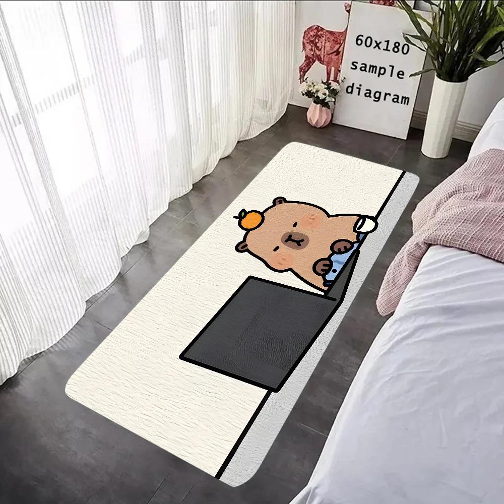 

Cartoon cute capybara floor mat graphic print Crystal velvet door mat Bathroom kitchen entrance carpet home decor 50x80cm
