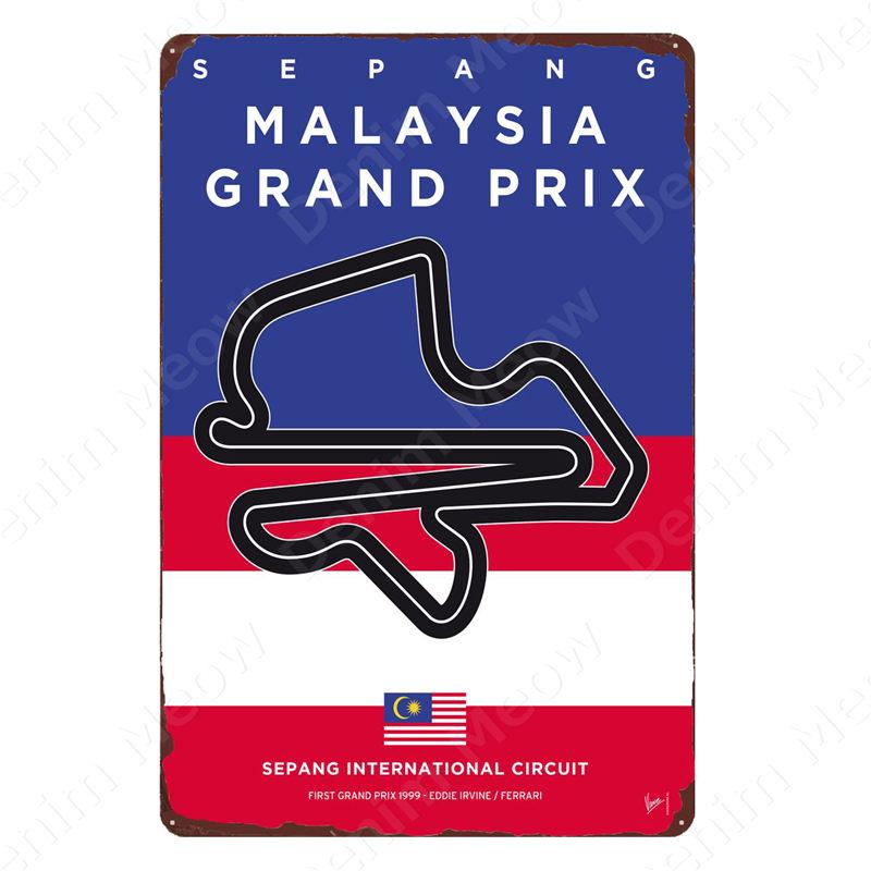 Vintage F1 Championship Metal Tin Sign, Racing Track Poster, Bar Cafe Club Wall Decoration, Grand Prix Circuit Iron Plaque,ZSS84