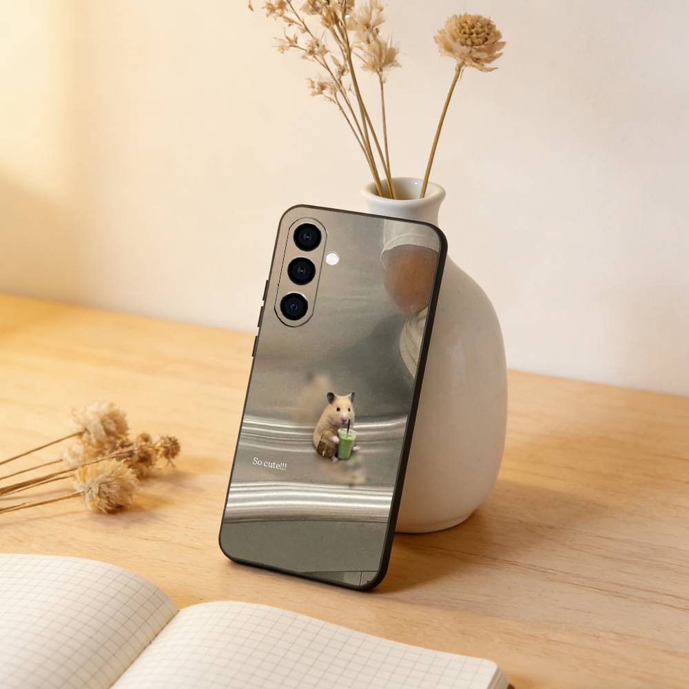 Funny Cute Hamster Phone Case For Samsung Galaxy A73,A72,A71,A70,A53,A52,A51,Others Soft Black Cover