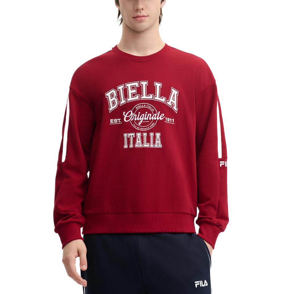 FILA Fashion Letter Versatile Skin-Friendly Soft Sweatshirt Men sweatshirt Burgundy F11M449210A-WI