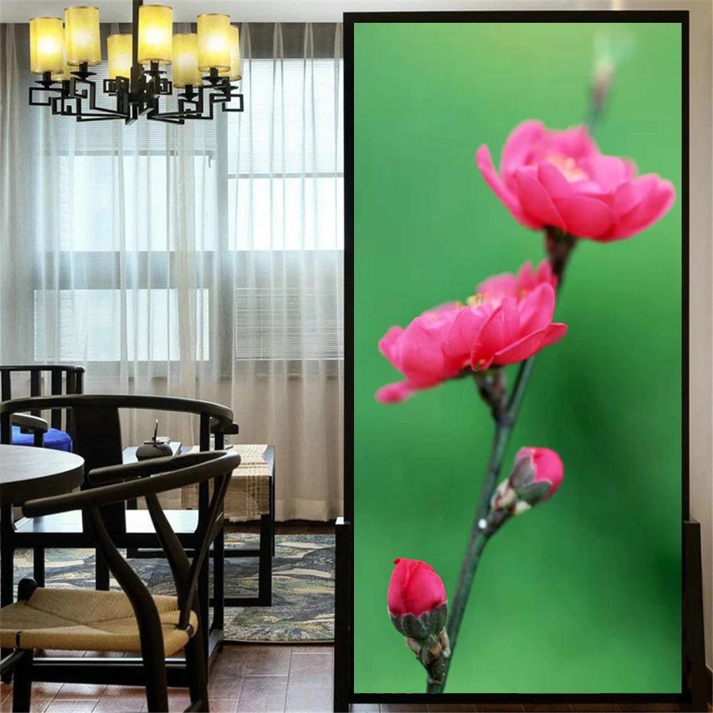 Static Cling Privacy Windows Film Decorative Beautiful Flower Stained Glass Window Stickers Frosted Window Cling Tint