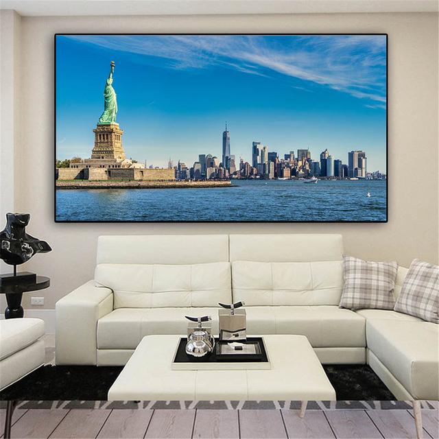 

НАДЕЖНОЕ ИСКУССТВО, настенное искусство, небоскреб, Манхэттен, США, Нью-Йорк, залив, статуя Свободы, постеры и принты, холст, картина Куадрос 20cm×40cm NoFrame