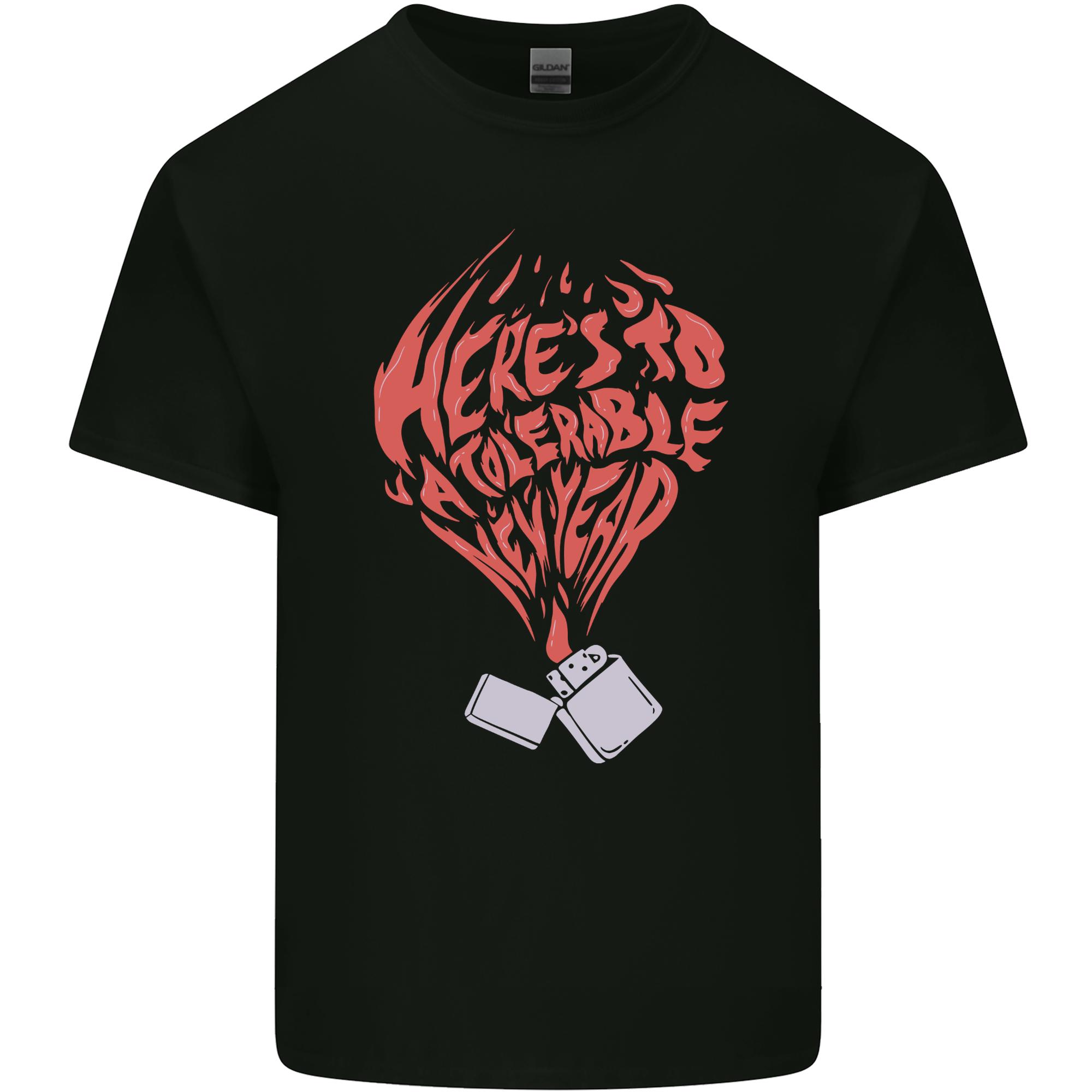Heres to a Tolerable New Year Cigarette Lighter Unisexs Light Cotton TShirt S