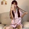 Japanese Style Home Pajamas Lapel Cartoon Short-Sleeved Shorts Ice Silk Thin Loungewear Set