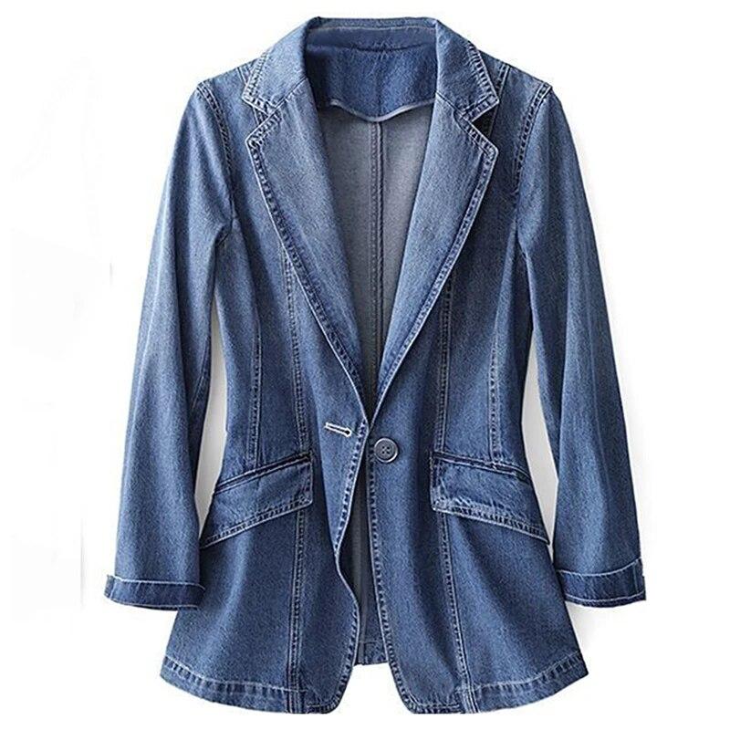Frühling Herbst Vintage Anzug Frauen Jeans Jacke Casual Tops Lose Kurze Denim Blazer Outwear Weibliche Cowboy Basic Mantel