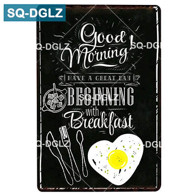 SQDGLZ Hand Painted KITCHEN Metal Sign Bar Wall Decor Tin Sign Vintage Home Decor Painting Plaques Art Blackboard Poster