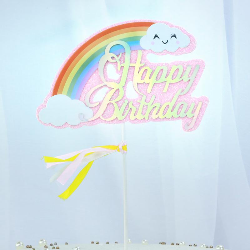 Genuine Creative Laser Rainbow Birthday Cake Topper Ornament