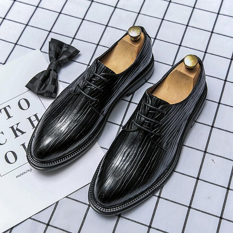 Men's Genuine Leather Business Shoes Lace Up Banquet Dress Shoes Non Slip Men's Casual Leather Shoes Pointed New Wedding Shoes