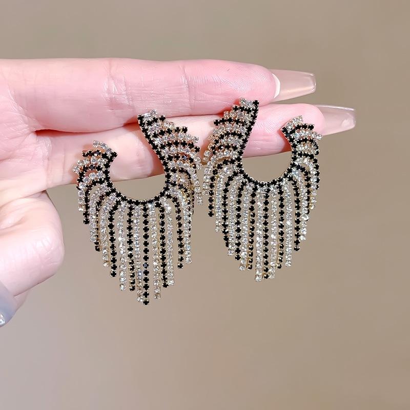 Exaggerated Stylish Earrings Asymmetrical Geometric Tassel Earrings Classysense of Internet Celebrity Retro Earrings