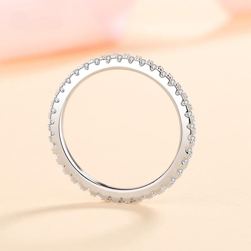 18k Plated 0.57ct Full Enternity Moissanite Ring Forn Women  S925 Sterling Silver Matching Diamond Band Wedding Jewelry