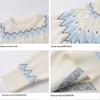 White Fair Isle Retro Women's Pullover - Autumn/Winter Korean Style, Soft Round Neck Loose Knit Sweater