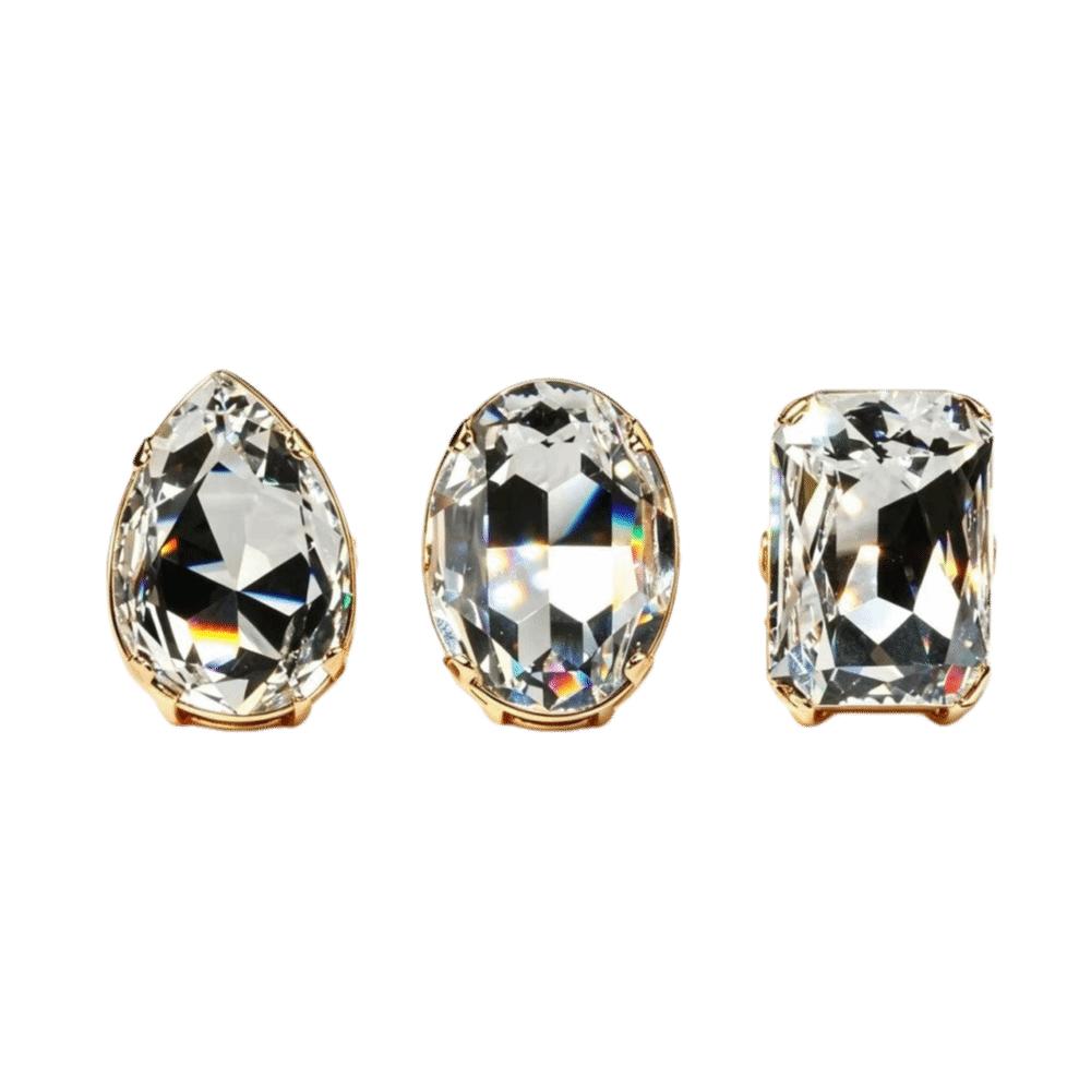 3PCs Square Shape Vintage Wedding Ring Adjustable Size Adjustable Crystal Ring Party Accessories