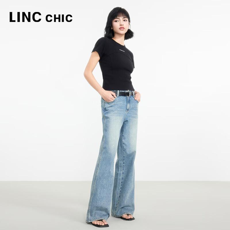 Jinyujie Women's Mid-Waist Loose Straight Wide-Leg Jeans