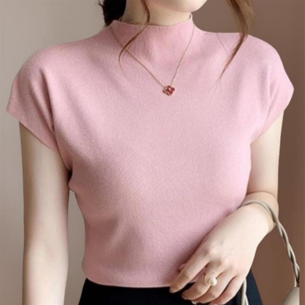 New ArrivalS Open Run Women S claSSic Solid Color Cap Sleeve Slim Fit Knit Top