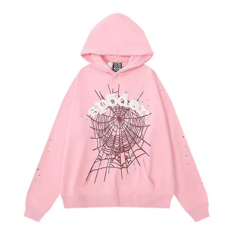 Unisex Loose Fit Two Piece Tracksuit Long Sleeve Hoodie Elastic Waist Sweatpants Spider Rhinestone Print Streetwear Matching Outfit Set