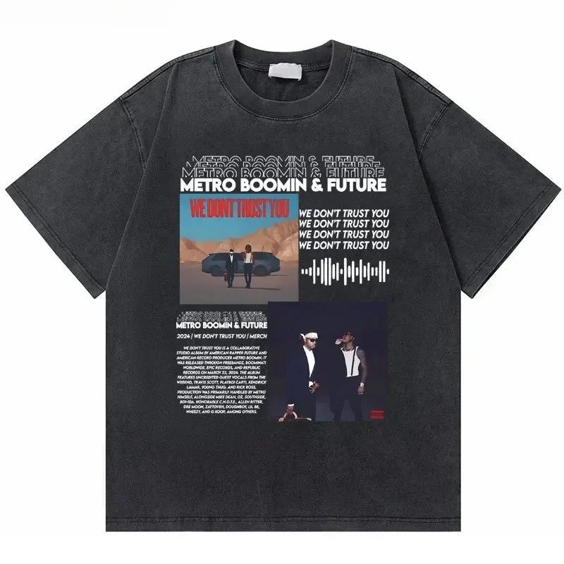 Oversized Acid-Wash Vintage Short-Sleeve T-Shirt with "FUTURE MILF" Bold Slogan & Red Star Graphic Print