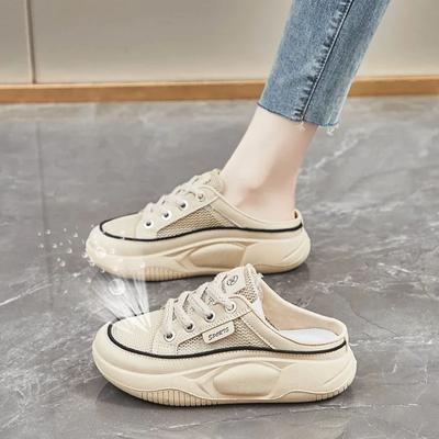 Mode 2024 Hochwertige Damen Schuhe Neu Heiß Verkaufende Mode Baotou Damen Flache Schuhe Dicke Sohle Gürtel Atmungsaktive Damen Halbschuhe