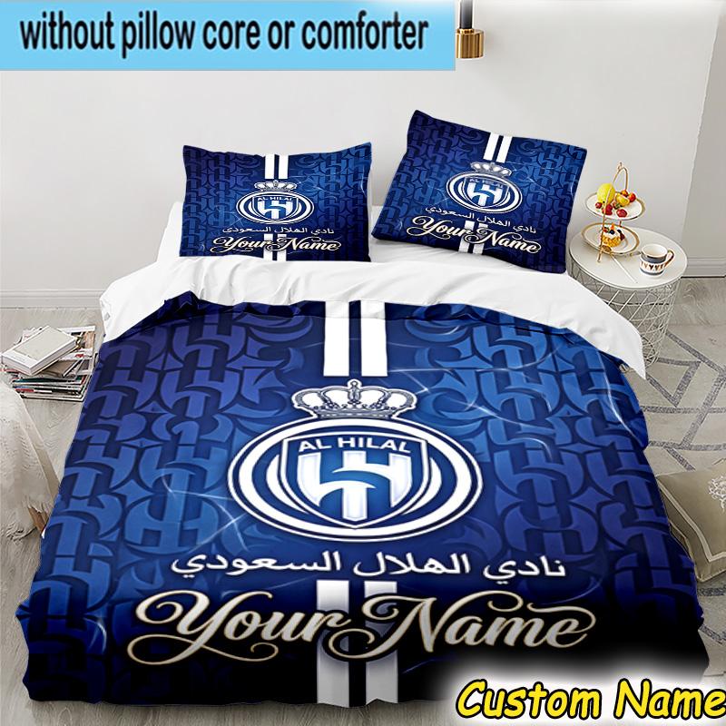 3pcs Custom Name Hilal FC Crest Bedding Set Includes 1 Duvet Cover & 2 Pillowcases for All Seasons Dormitory Home Decor Christmas Gifts