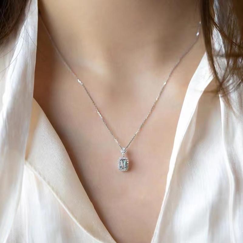 Sapphire Pendant Clavicle Necklace - Women's French Luxury Jewelry