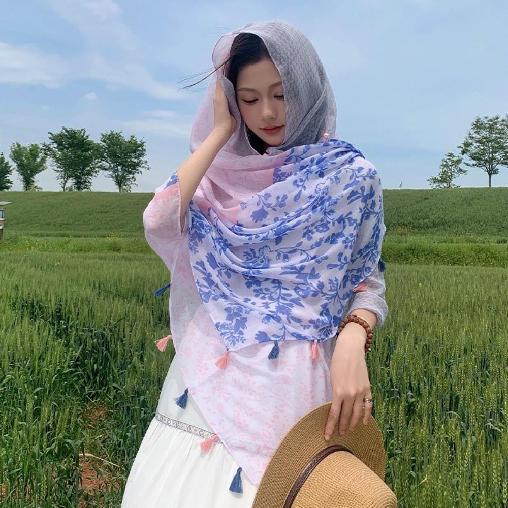 Tassels Sunscreen Scarf Shawl Knot Button National Style Cloak Fashion Cardigan Cape  Outdoor