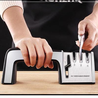 Affilacoltelli da cucina 4 in 1 Forbici per coltelli Affilacoltelli da cucina manuali per coltelli di tutte le dimensioni